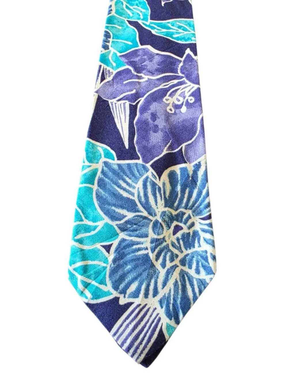 John Weitz Tropical Floral Cotton Tie Hawaiian Beach Wedding Resort Necktie - Picture 7 of 11